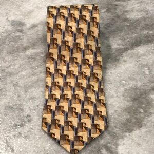 Ermenegildo Zegna Tie Mens Tan Cream Silk Qisegno Esclusivo Italy Luxury Money